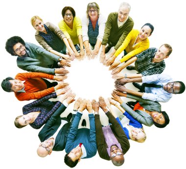 Çok etnik grup daire içinde insan
