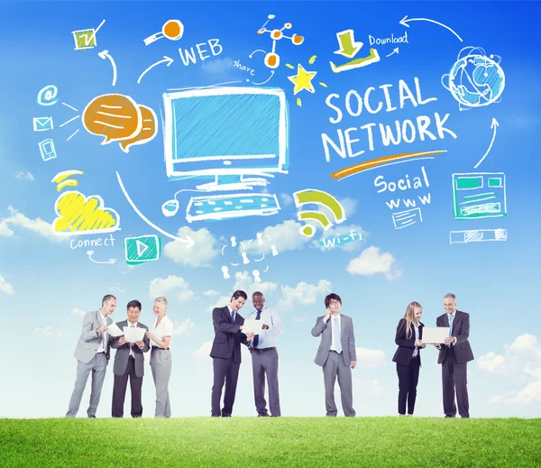 Social Network ou Social Media Business People Concept — Fotografia de Stock