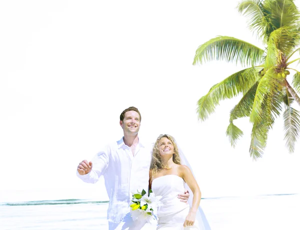 Концепція шлюб пара пляж — стокове фото
