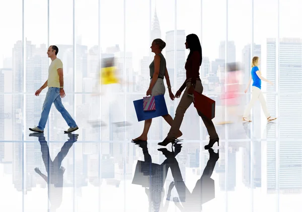 Diversity group of people walking — Stock Photo, Image