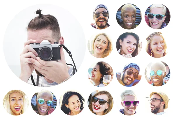 Retrato de personas alegres multiétnicas diversas — Foto de Stock
