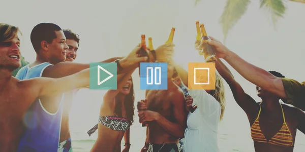 Hrát Pause tlačítko ikona hudební Video koncept — Stock fotografie