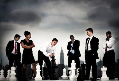 Team of Business People with chess clipart