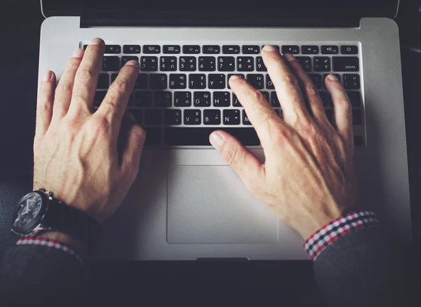 Businessman Working Typing Connect Notebook Concept — Stock Photo, Image