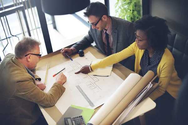 Group of architects working in office — Stock Photo, Image