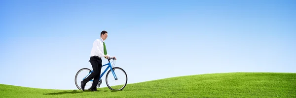 Businessman Cycling Bicycle — Stock Photo, Image