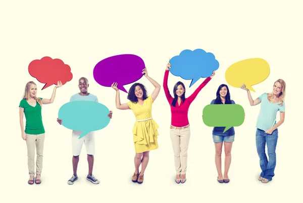 Diversity People with Speech Bubbles — Stock Photo, Image