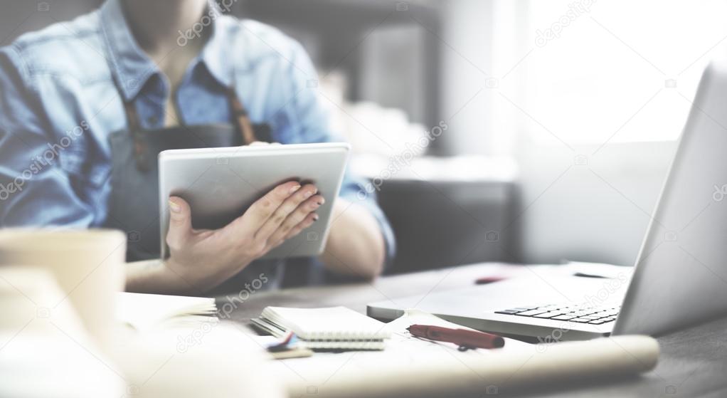 Woman Using Tablet Concept