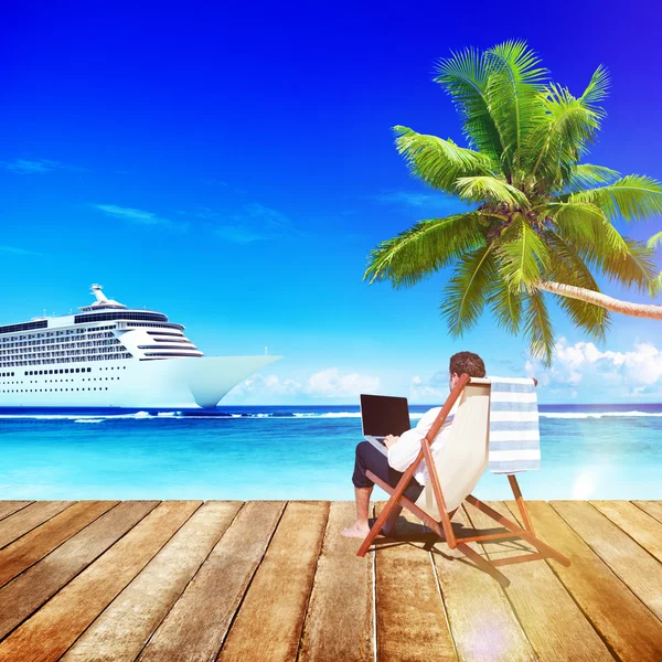 Man Vacation Working Concept — Stock Photo, Image