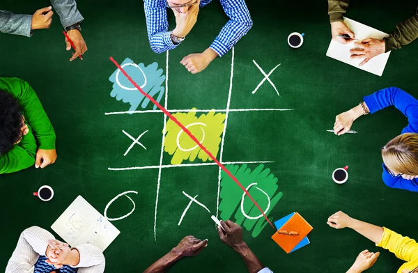 Diverse People and Tic-Tac-Toe — Stock Photo, Image
