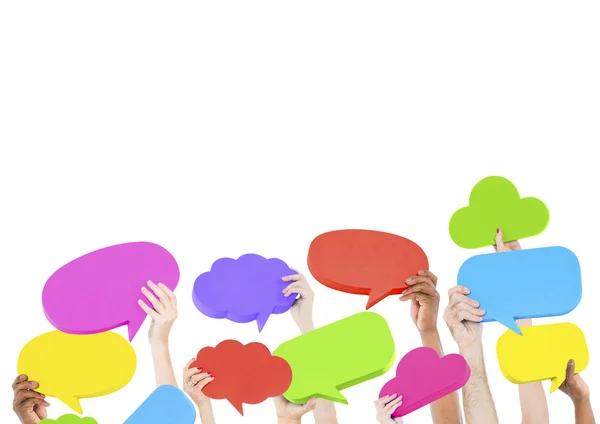 Hands holding colorful Speech Bubble — Stock Photo, Image