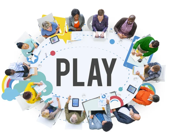 Grać i grupa ludzi biznesu — Zdjęcie stockowe