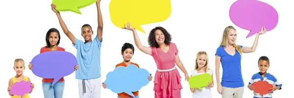 Diversity People with Speech Bubbles — Stock Photo, Image