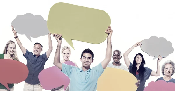 Diversity People with Speech Bubbles — Stock Photo, Image