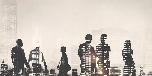 Silhouettes of Business People Walking — Stock Photo, Image