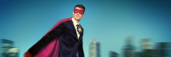 Superhero Businessman in modern city — Φωτογραφία Αρχείου