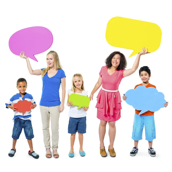 Diversity People with Speech Bubbles — Stock Photo, Image