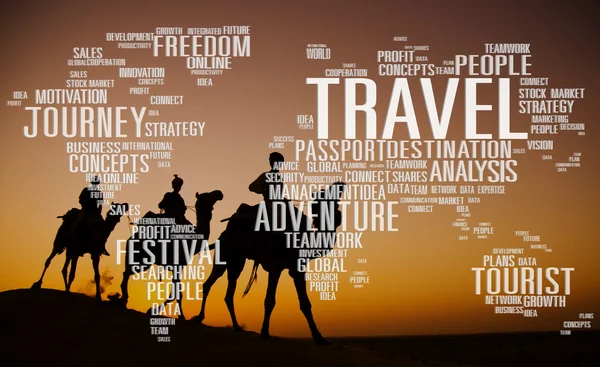 Travel Explore with camels — Stock Photo, Image