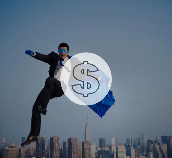 Businessman in Superhero costumes — Stockfoto
