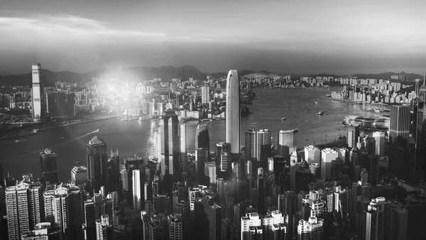 Hong Kong 일몰 빅토리아 하버 개념 — 스톡 사진