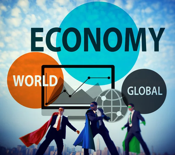 Superhelden en economie-Concept — Stockfoto
