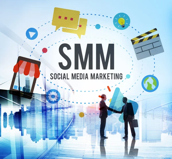 Hombres de negocios y Social Media Marketing Concept — Foto de Stock