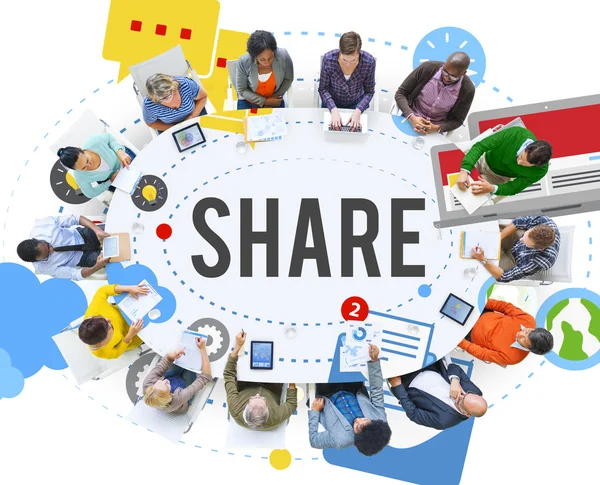 Compartir Shaing Connection Concepto de redes sociales — Foto de Stock