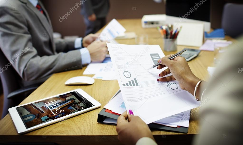 business people brainstorming in office