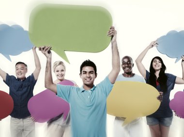 Çeşitlilik insanlarla konuşma balonları