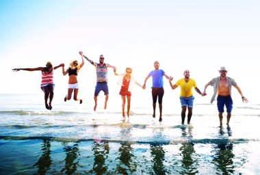 Dostluk ve özgürlük Beach yaz tatili kavramı