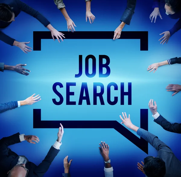 Mensen uit het bedrijfsleven werken met Job Search — Stockfoto