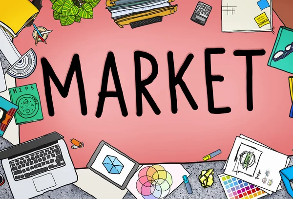 Background with text: Market — Stock Photo, Image