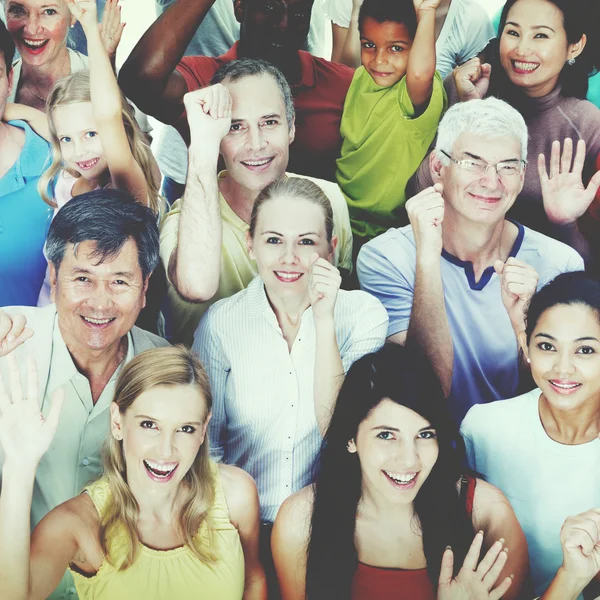 Grupa ludzi różnorodności świętować sukces — Zdjęcie stockowe