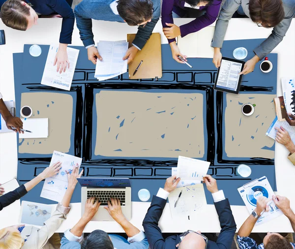 Gente de negocios en reunión y Filmstrip — Foto de Stock