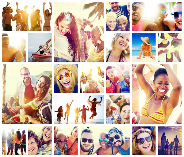 Gezichten zomer strand mensen Concept — Stockfoto
