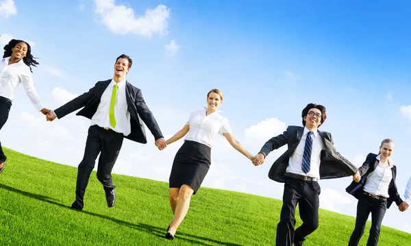 Business People Running in Nature — Stock Photo, Image