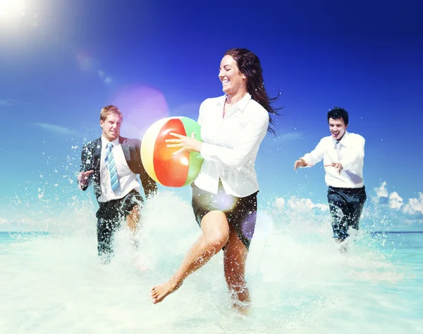 Business People Playing at Beach Travel Concept — Stock Photo, Image