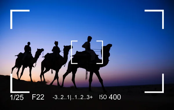 Mannen kamelen rijden — Stockfoto