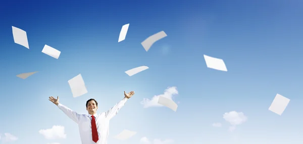 Businessman Throwing Documents — Stock Photo, Image