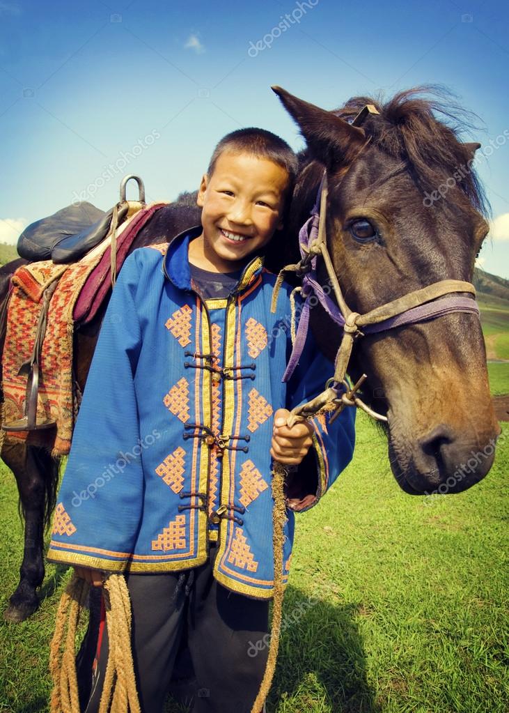 Boy tilting head to horse — Stock Photo © Rawpixel 95415182