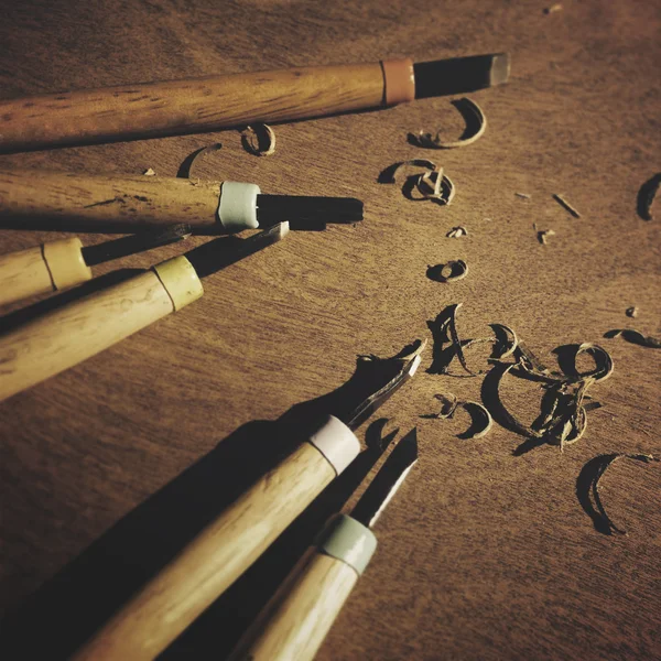 Tools on wooden table — Stock Photo, Image