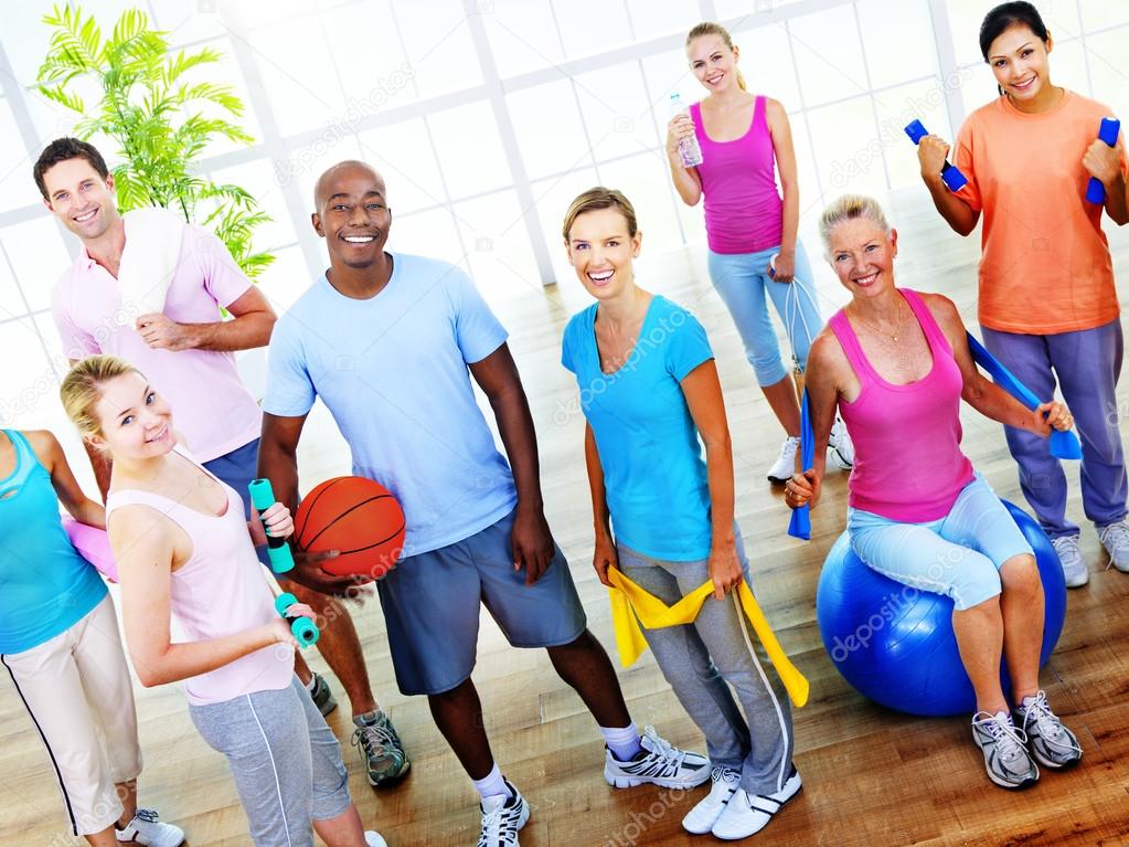 Healthy People in Fitness Training 