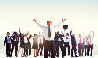 Mutlu ve kendine güvenen iş adamları