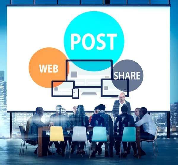 Publicar Web Compartir, Concepto Recordatorio — Foto de Stock