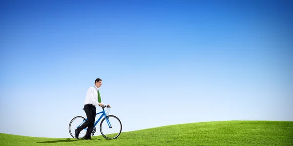 Businessman Cycling Bicycle — Stock Photo, Image