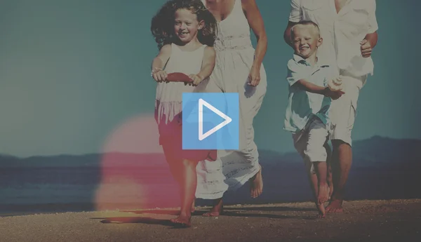 Family Running at Beach — Stock Photo, Image