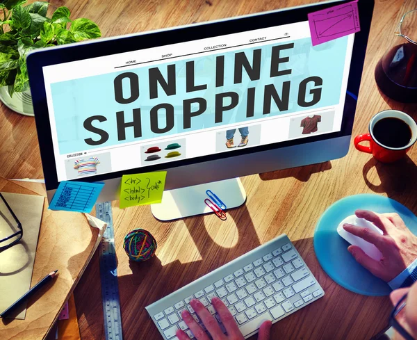 Online-Shopping, kommerzielles elektronisches Konzept — Stockfoto