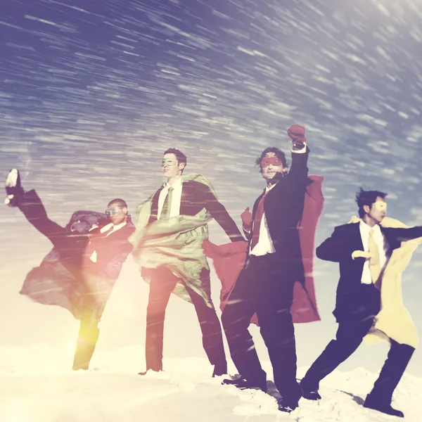 Superhéroes de negocios en invierno Nieve —  Fotos de Stock