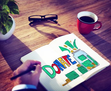 Bağış konseptiyle çalışan adam