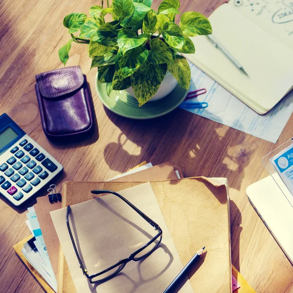 Objects on wood table Concept — Stock Photo, Image